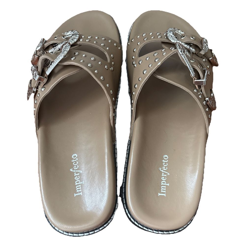 Taylor Swift Imperfecto Silver Western Buckle Sandals NWOT Size 10.5 US/41 EU - Picture 5 of 8